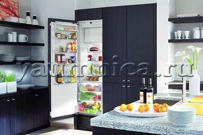 Встраиваемый холодильник в интерьере кухни