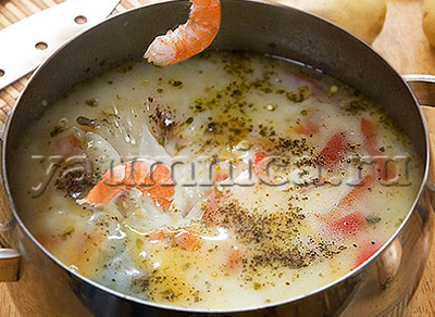 суп с креветками