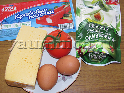 салат с крабовыми палочками и помидорами рецепт